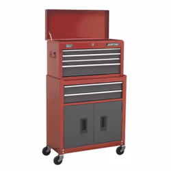 Sealey Ap2200Bb Topchest & Rollcab Combi 6 Drawer Ball Bearing Runners Red/Grey