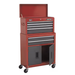 Sealey Ap2200Bb Topchest & Rollcab Combi 6 Drawer Ball Bearing Runners Red/Grey