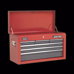 Topchest 6 Drawer with Ball-Bearing Slides - Red/Grey