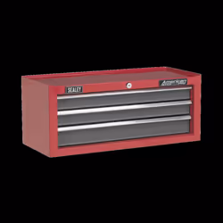 Mid-Box 3 Drawer with Ball-Bearing Slides - Red/Grey
