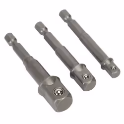 Square Adapter Bit Set; SEALEY; 6.3 (1/4"), 10 (3/8"), 12.5 (1/2") 3 1/4 75, 65 (x2) Chrome Vanadium Steel