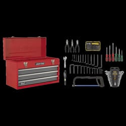 Portable Tool Chest 3 Drawer with Ball-Bearing Slides - Red/Grey & 93pc Tool Kit