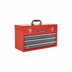 Portable Tool Chest 3 Drawer with Ball-Bearing Slides - Red/Grey & 93pc Tool Kit
