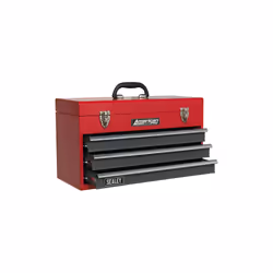 Portable Tool Chest 3 Drawer with Ball-Bearing Slides - Red/Grey & 93pc Tool Kit - Additional view 4
