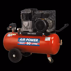 Air Compressor 50L Belt Drive 3hp with Cast Cylinders & Wheels