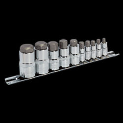 Hex Socket Bit Set 10pc Stubby 1/4&quot;, 3/8&quot; & 1/2&quot;Sq Drive