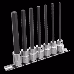 Hex Socket Bit Set 7pc 3/8&quot;Sq Drive 110mm Metric