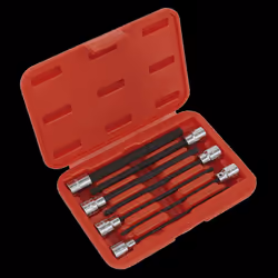 Ball-End Hex Socket Bit Set 7pc 3/8"Sq Drive 150mm Metric