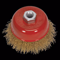Brassed Steel Crimped Wire Cup Brush &#216;75mm M14 x 2mm