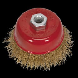 Brassed Steel Crimped Wire Cup Brush &#216;75mm M14 x 2mm