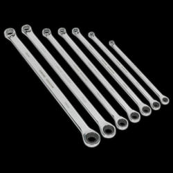 Double Ring Ratchet/Fixed Spanner Set 7pc Extra-Long Metric