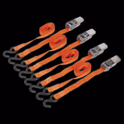 Ratchet Straps 25mm x 4m Polyester Webbing with S-Hooks 500kg Breaking Strength - 2 Pairs
