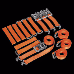 Car Transporter Ratchet Strap Alloy/Steel Wheel Kit 4pc 50mm x 3m 4500kg Breaking Strength