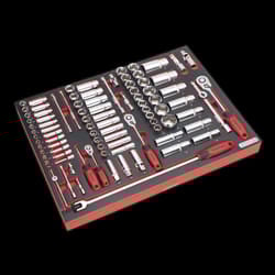Tool Tray with Socket Set 91pc 1/4&quot;, 3/8&quot; & 1/2&quot;Sq Drive