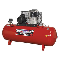 Sealey 500L Belt Drive Air Compressor with Cast Cylinders 7.5hp 3ph 2-Stage SAC55075B