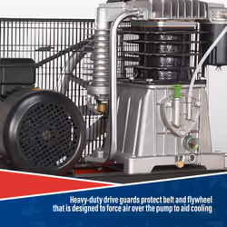 Sealey 500L Belt Drive Air Compressor with Cast Cylinders 7.5hp 3ph 2-Stage SAC55075B - Additional view 4