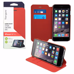 Targus Flip Leather Wallet Stand 2 Card Slot Case for iPhone 6, Red