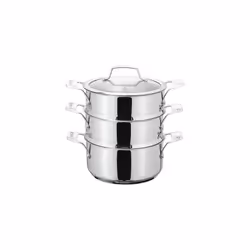 Stellar Three Tier Steamer Set, Silver, 24 cm