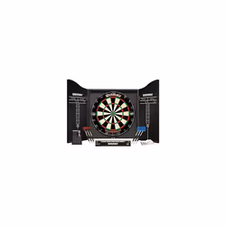 WINMAU Professional Dart Set includes Diamond Plus Dartboard - Black High Quality Cabinet - 2 Sets of Darts - Official Oche L ...