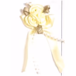 Rose on Ribbon Bow  Baby Maize - each