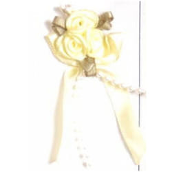 Rose on Ribbon Bow  Baby Maize - each