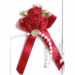 Rose on Ribbon Bow  Wine - each