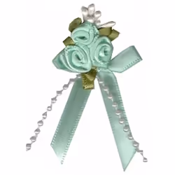 Rose on Ribbon Bow Mint - each