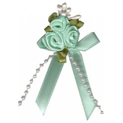 Rose on Ribbon Bow  Mint - each