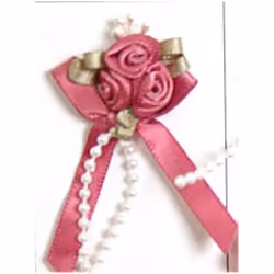 Rose on Ribbon Bow  Colonial Rose - each
