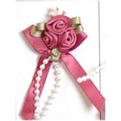 Rose on Ribbon Bow  Colonial Rose - each