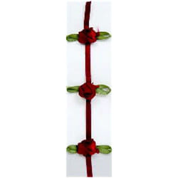 Minerva Continuous Rose Ribbon Trim Wine - per metre