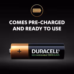 Duracell Rechargeable AA 1300 mAh Batteries, Pack of 4