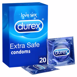 Durex Extra Safe Condoms Transparent Teat Ended & Extra Lubricated Pack Of 20