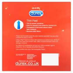 Durex Thin Feel Latex Condoms | Transparent & Lubricated Easy-On Shaped Pack Of 30