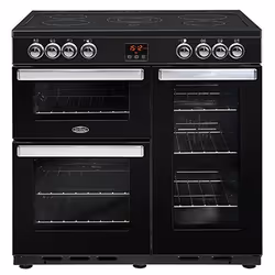 Belling Cookcentre 90E, Freestanding cooker, Black, Buttons, Rotary, Touch, Front, Ceramic, 5 zone(s)