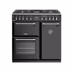 Stoves Richmond Deluxe S900DF, Freestanding cooker, Black, Buttons, Rotary, Chrome, Metal, Top front
