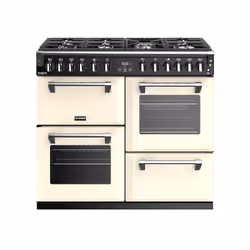 Stoves Richmond Deluxe S1000DF, Freestanding cooker, Cream, Buttons, Rotary, Touch, Chrome, Metal, Top front