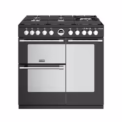 Stoves Sterling Deluxe S900DF GTG, Freestanding cooker, Black, Rotary, Touch, Stainless steel, Top right / left, Gas