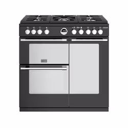 Stoves Sterling Deluxe S900G, Freestanding cooker, Black, Rotary, Touch, Stainless steel, Top right / left, Gas