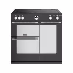 Stoves Sterling S900 EI DeLuxe, Range cooker, Black, Stainless steel, Buttons, Rotary, Touch, Chrome, Top front, Zone inducti ...