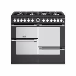 Stoves Sterling Deluxe S1000DF, Freestanding cooker, Black, Rotary, Stainless steel, LED, Gas