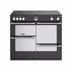 Stoves Sterling S1000 EI DeLuxe, Range cooker, Black, Stainless steel, Buttons, Rotary, Touch, Chrome, Top front, Electronic