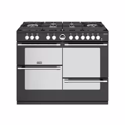 Stoves Sterling Deluxe S1100DF GTG, Freestanding cooker, Black, Rotary, Touch, Stainless steel, Top right / left, Gas