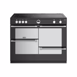 Stoves Sterling S1100 EI DeLuxe, Range cooker, Black, Stainless steel, Buttons, Rotary, Touch, Chrome, Top front, Electronic