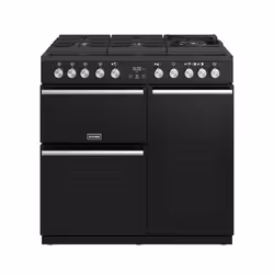 Stoves Precision Deluxe S900DF GTG, Freestanding cooker, Black, Rotary, Touch, Top right / left, LED, Gas