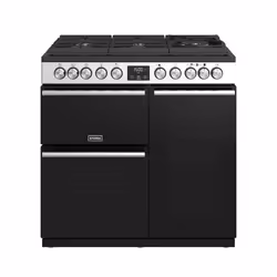 Stoves Precision Deluxe S900DF GTG, Freestanding cooker, Black, Stainless steel, Rotary, Touch, Stainless steel, Top right / ...