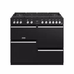 Stoves Precision Deluxe S1000DF GTG, Freestanding cooker, Black, Rotary, Touch, Stainless steel, LED, Gas