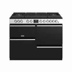 Stoves Precision Deluxe S1100DF GTG, Freestanding cooker, Black, Stainless steel, Rotary, Touch, Stainless steel, LED, Gas