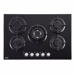 Belling 444411640, Black, Built-in, 75 cm, Gas, Glass, 5 zone(s)