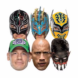 WWE Wrestlers Official 2D Card Party Fancy Dress Masks Variety 6 Pack